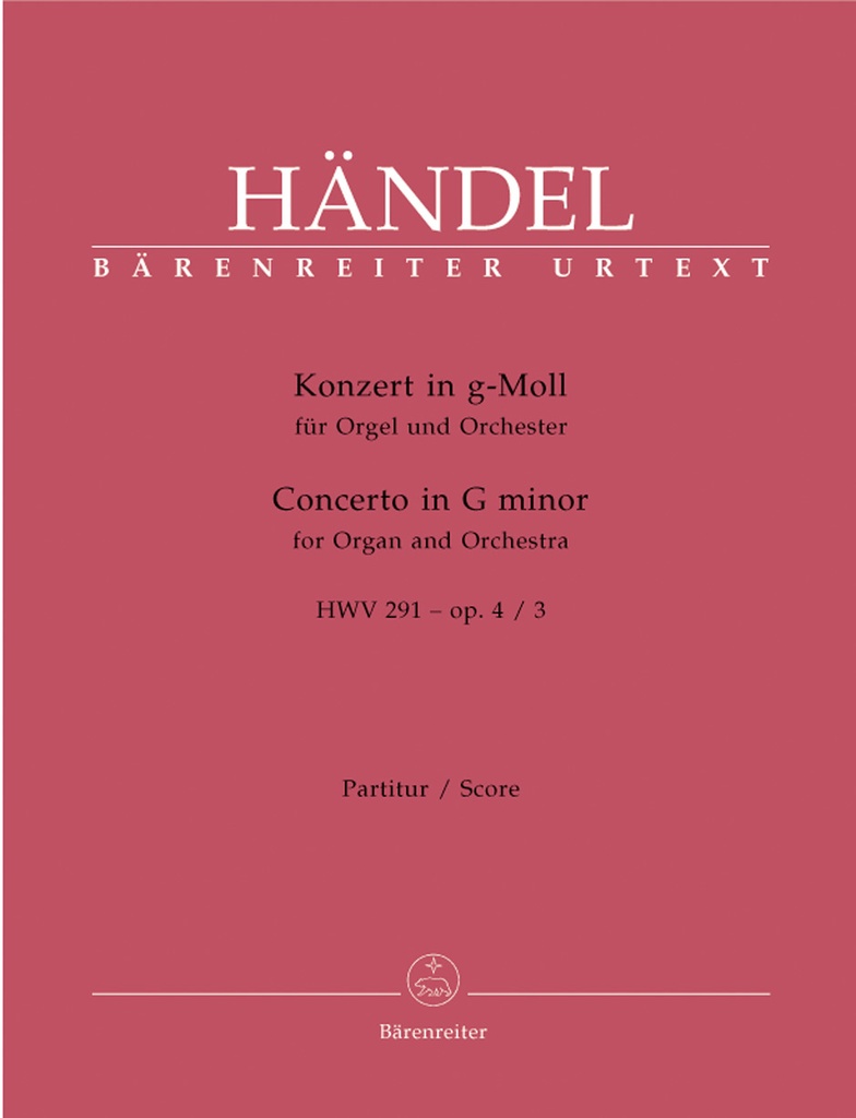 Concerto for Organ and Orchestra G Minor, Op.4/3, HWV.291 (Full score, Urtext edition)