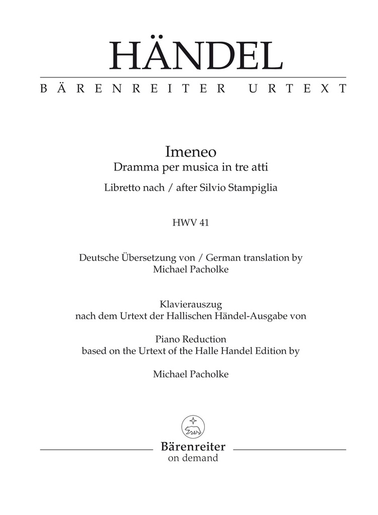 Imeneo, HWV.41 (Vocal score, Urtext edition)