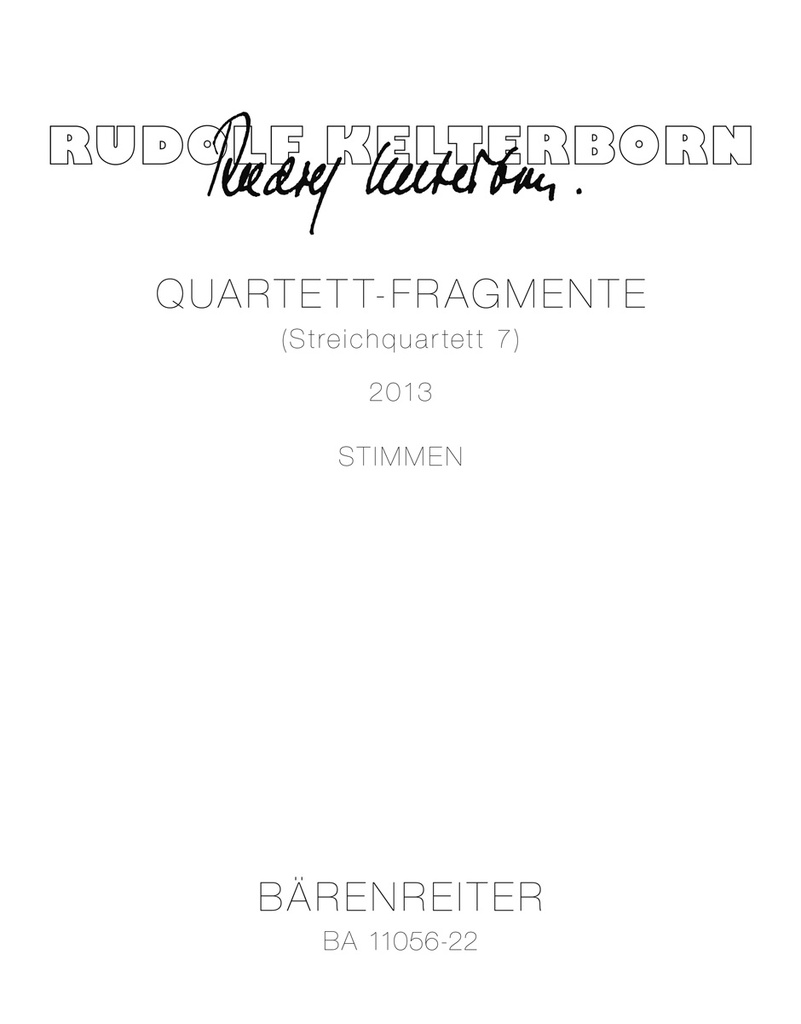 Quartet Fragments (String Quartet 7) (2013) (Set of parts)