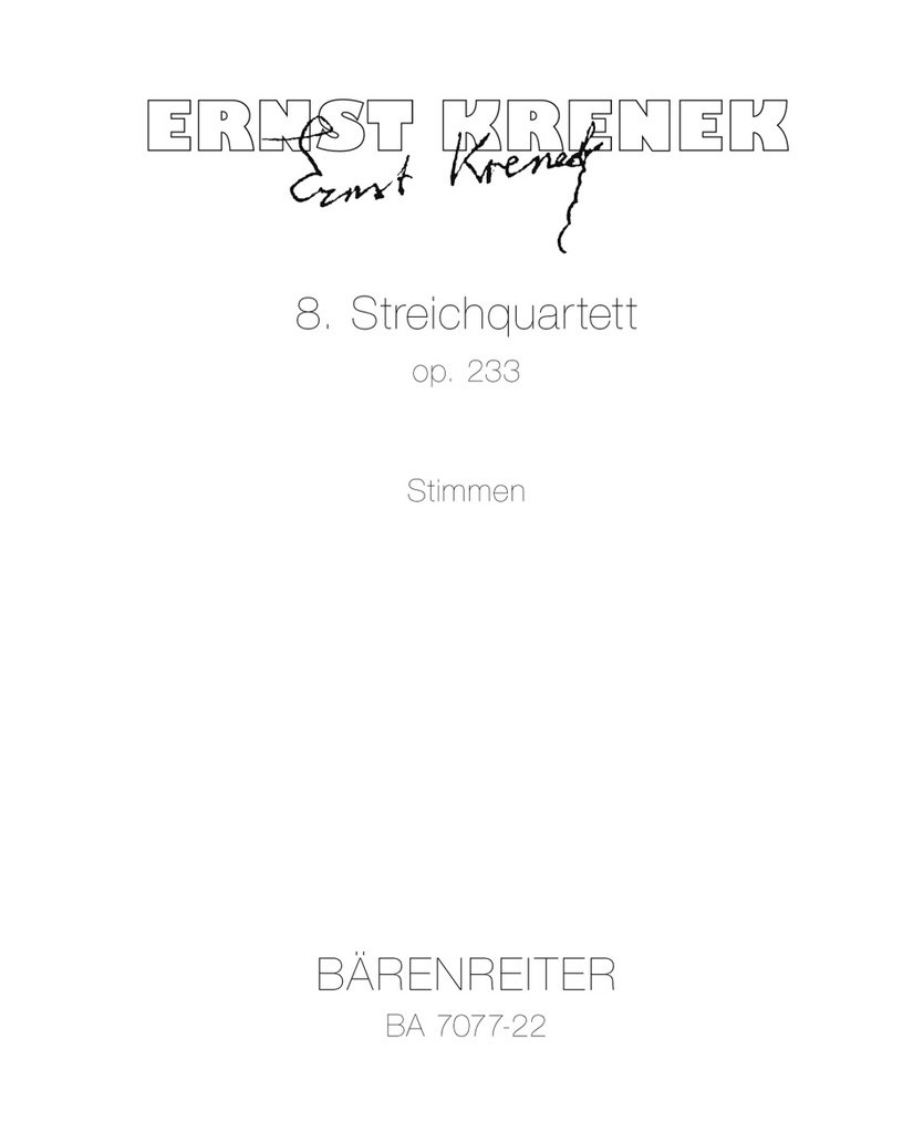 String Quartet No.8, Op.233 (1980/1981) (Set of parts)