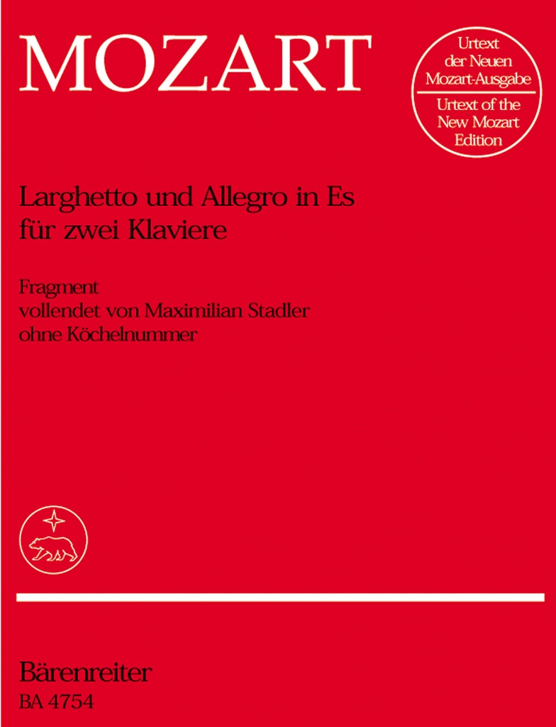 Larghetto und Allegro für zwei Klaviere Es-Dur -Fragment, vollendet von Maximilian Stadler, KV.deest-