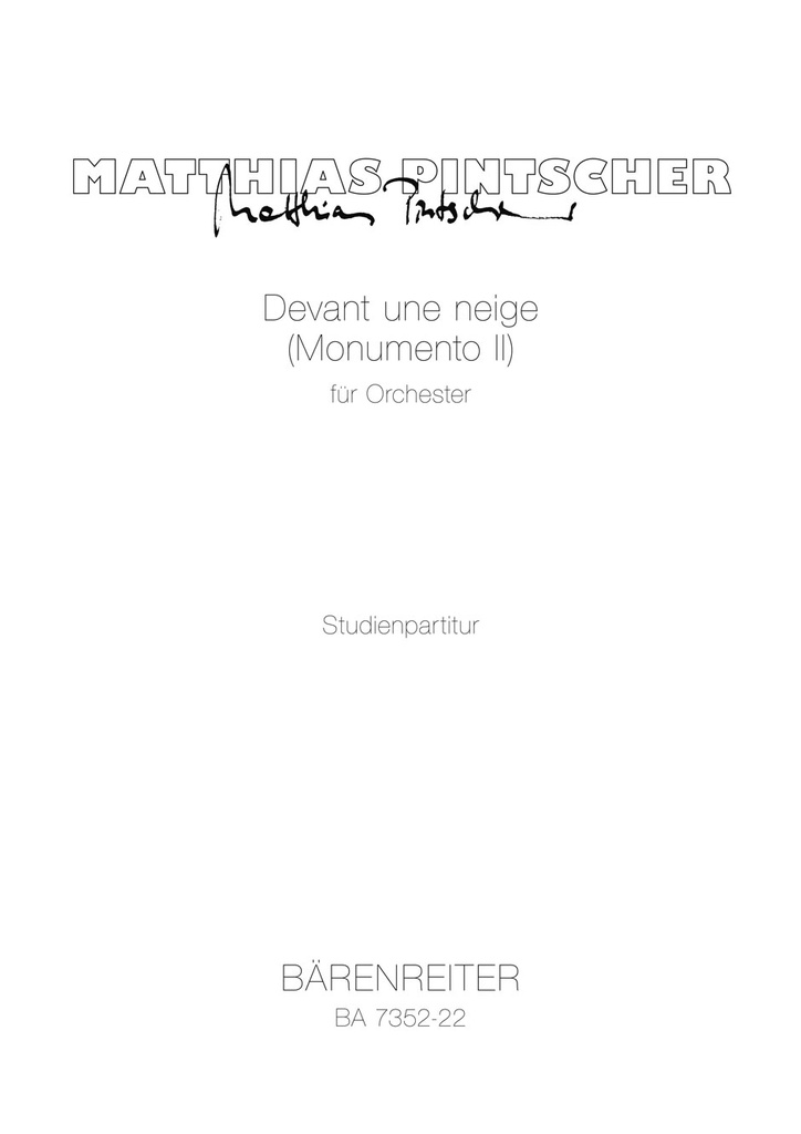 Devant une neige Monumento II für Orchester (1993) (Study score)