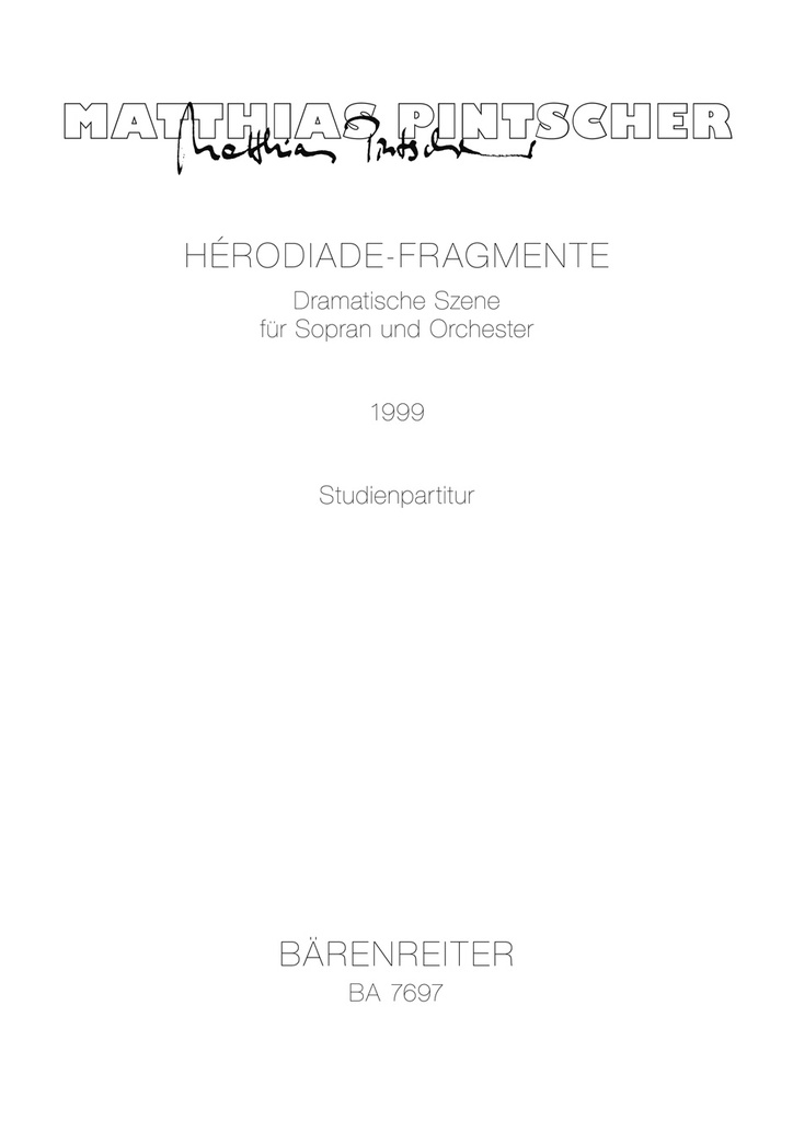 Hérodiade-Fragmente (1999) (Study score)