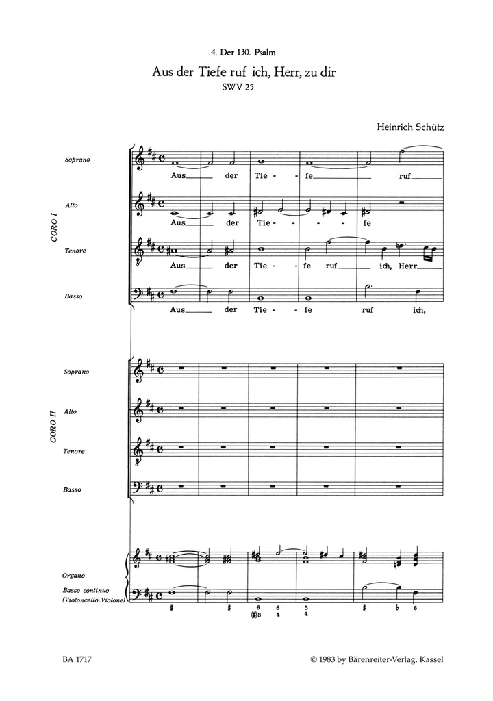 Aus der Tiefe rufe ich, Herr, zu dir, SWV.25 (Psalm No.130 from 'Psalmen Davids')