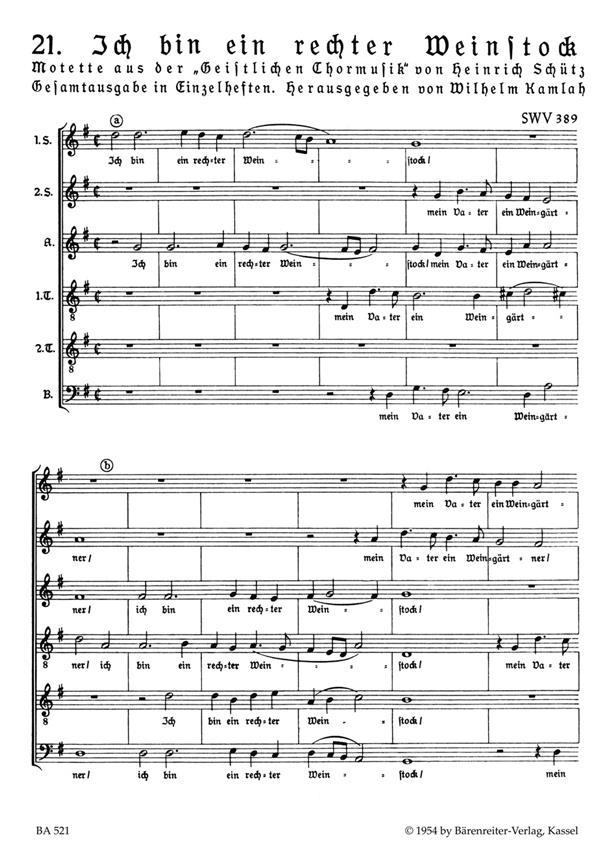 Ich bin ein rechter Weinstock, SWV.389 (No. 21 from 'Geistliche Chormusik 1648')