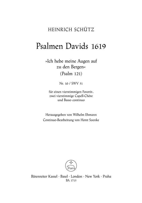 Ich hebe meine Augen auf zu den Bergen, SWV.31 (aus 'Psalmen Davids') (Full score, Urtext edition)