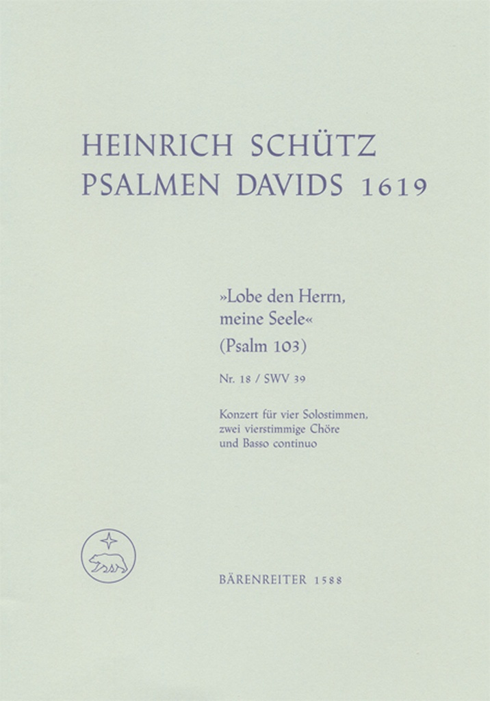 Konzert 'Lobe den Herrn, meine Seele', SWV.39 (aus 'Psalmen Davids') (Full score, Urtext edition)