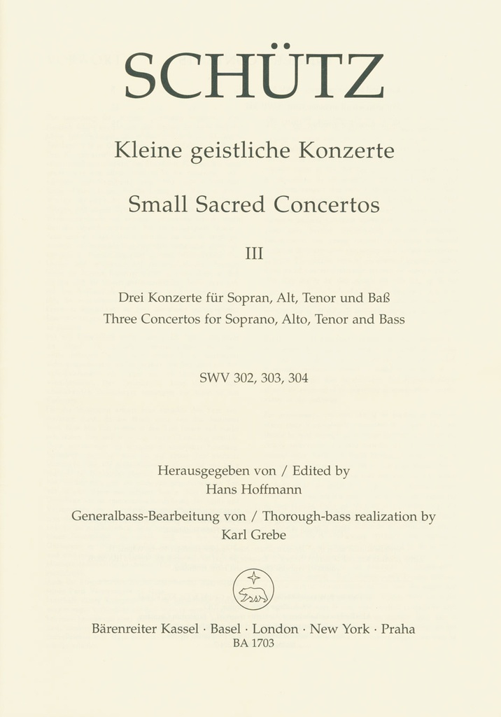 Small Sacred Concertos - Vol.3 -drei Concertos for Soprano, Alto, Tenor and Bass-