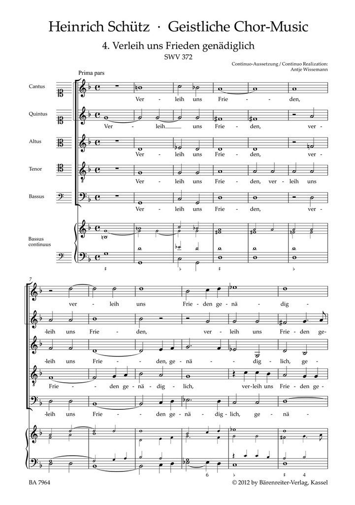 Verleih uns Frieden genädiglich No.4, SWV.372 (From 'Geistliche Chor-Music')