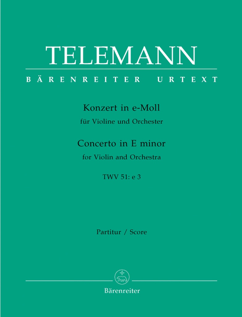 Concerto for Violin and Orchestra E minor, TWV.51:e3 (Full score, Urtext edition)
