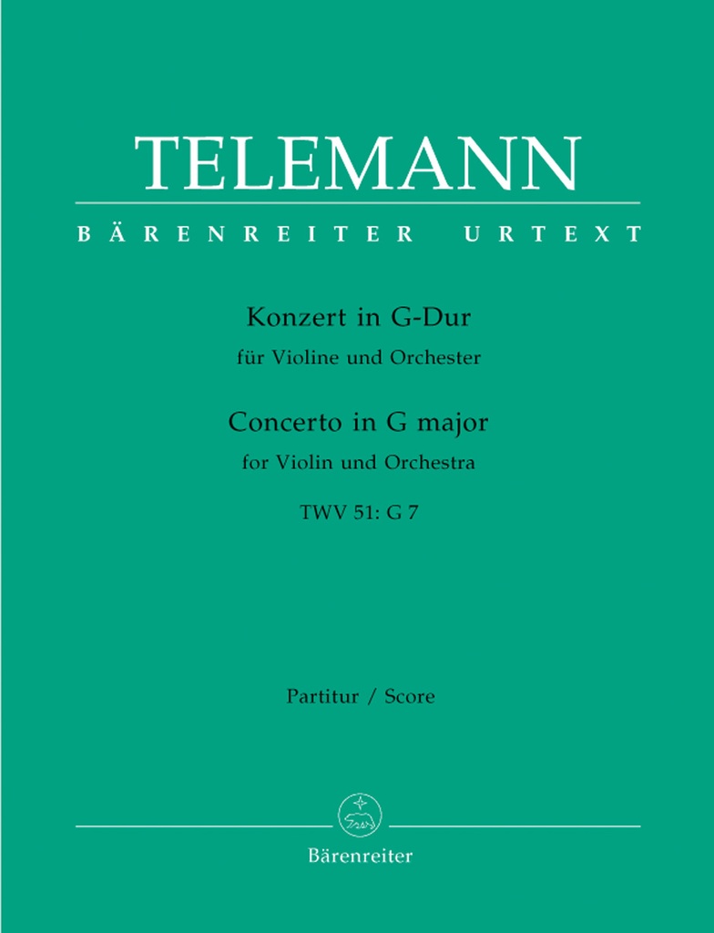 Concerto for Violin and Orchestra G major, TWV.51:G 7 (Full score, Urtext edition)
