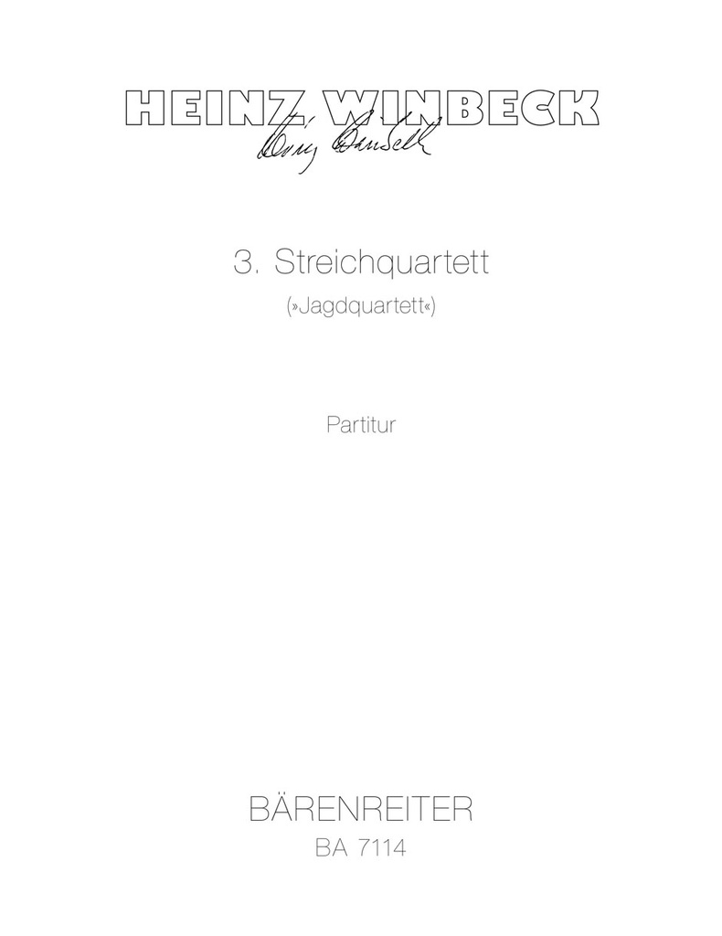 String Quartet No.3 'Jagdquartett' (1983/1984) (Full score)