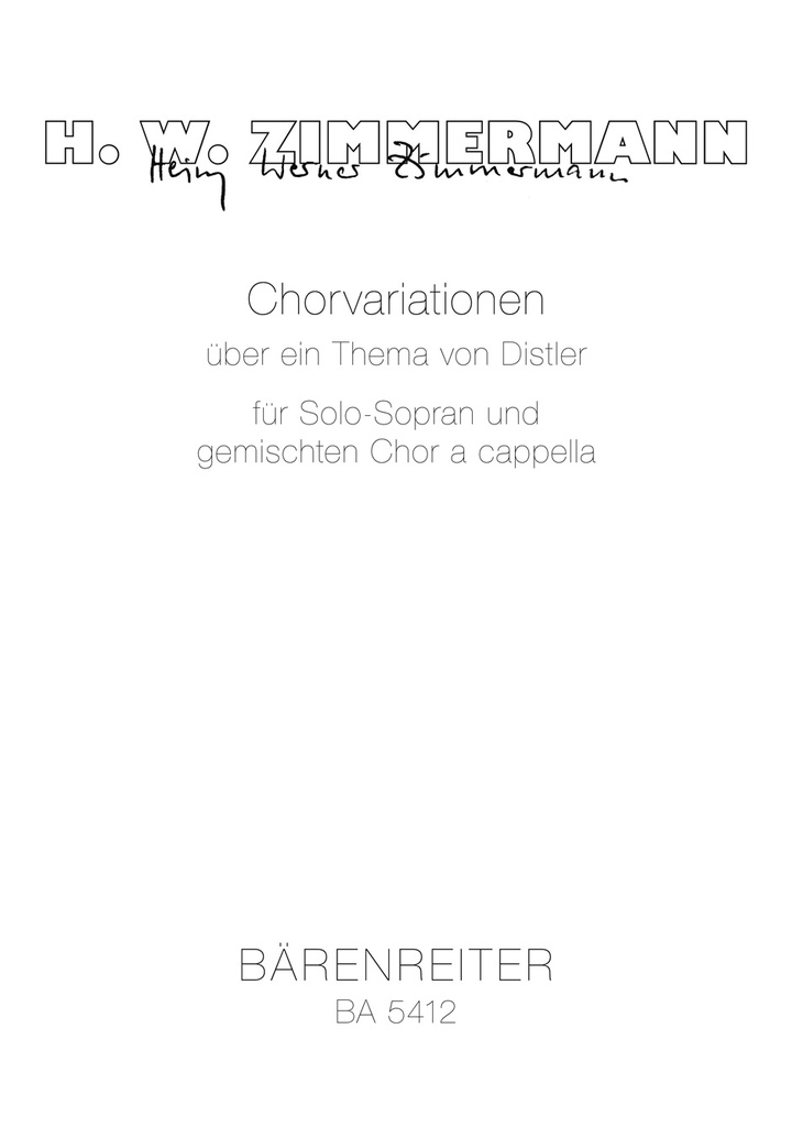 Chorvariationen über ein Thema von Hugo Distler (aus den Liturgischen Sätzen, Op.13 (1964))