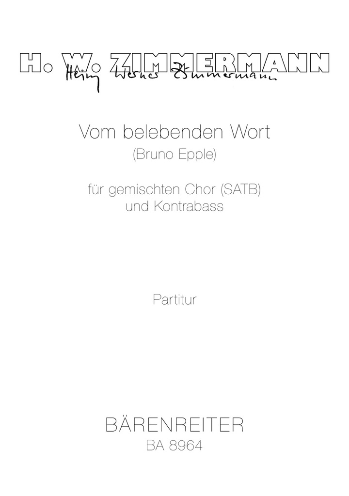 Vom belebenden Wort -Motet for Mixed choir (SATB) and double bass-