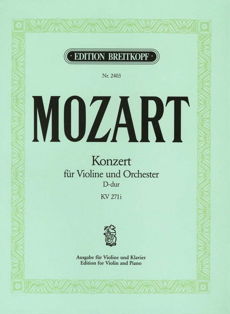 Violin Concerto [No. 7] in D major, KV.271i (Piano reduction)