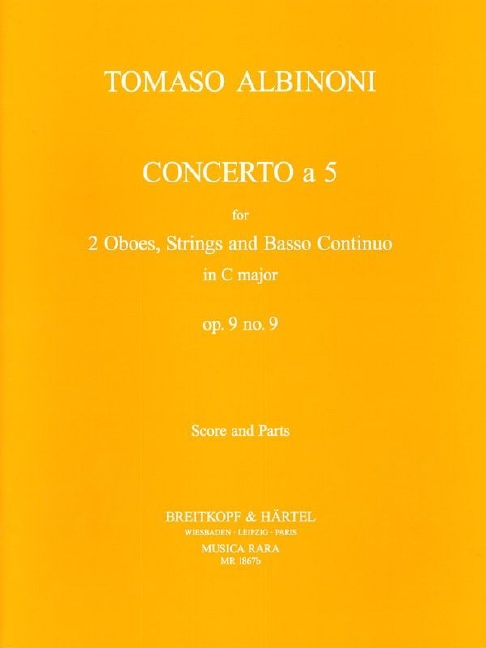 Concerto a 5 in C, Op.9/9 (Score and parts)