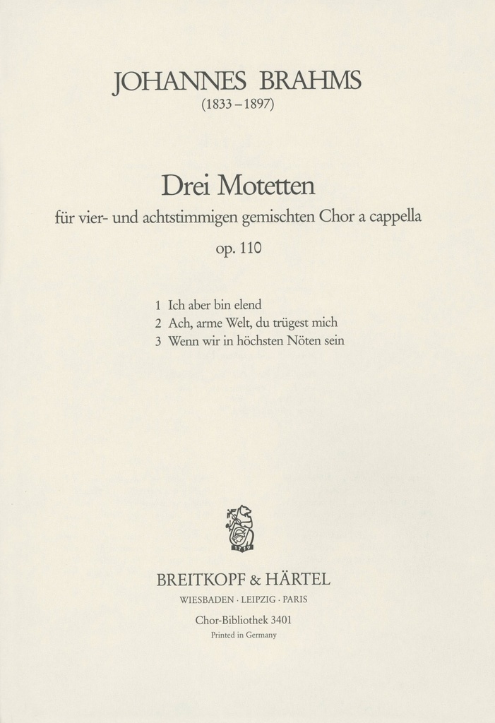 3 Motets, Op.110 (Choral score)
