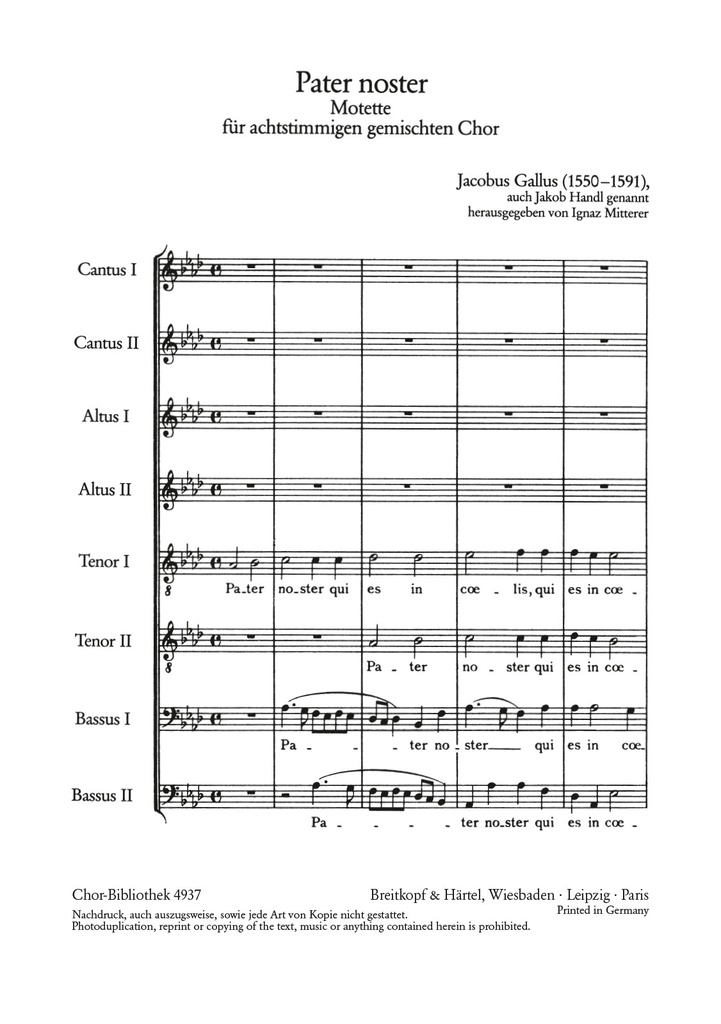 Pater Noster (Choral score)