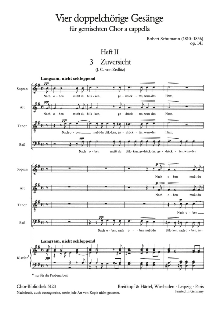 4 doppelchoerige Gesaenge Op. 141 - Vol.2: 3. Zuversicht - 4. Talismane