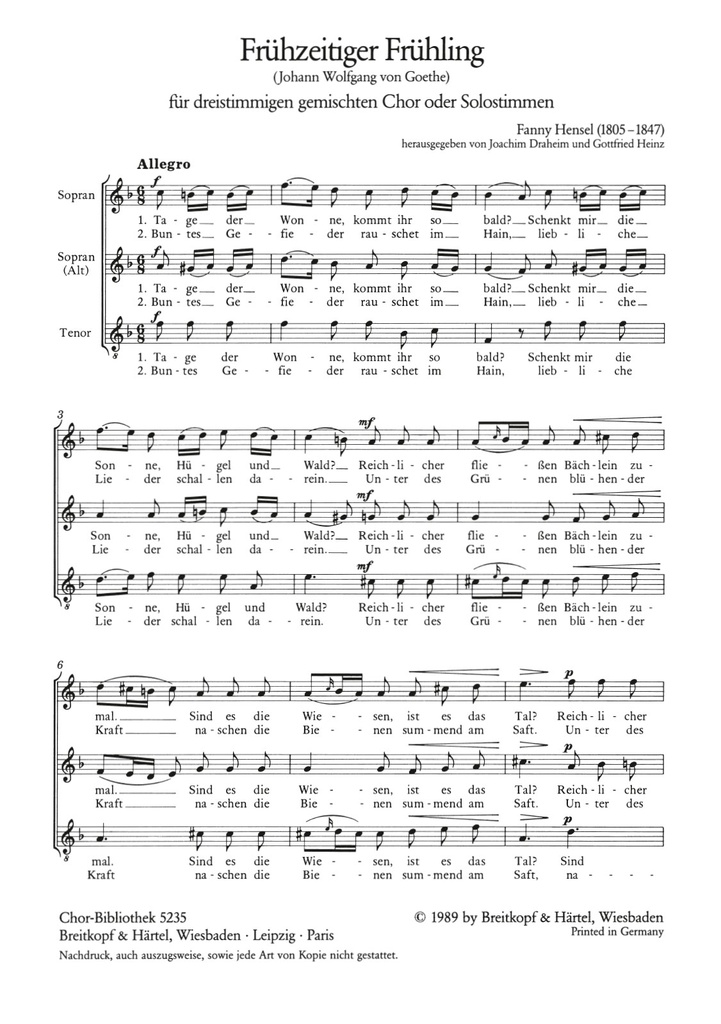 Fruehzeitiger Fruehling (Choral score)