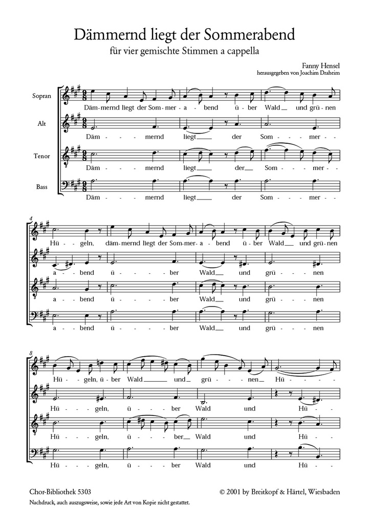 Daemmernd liegt der Sommerabend (Choral score)