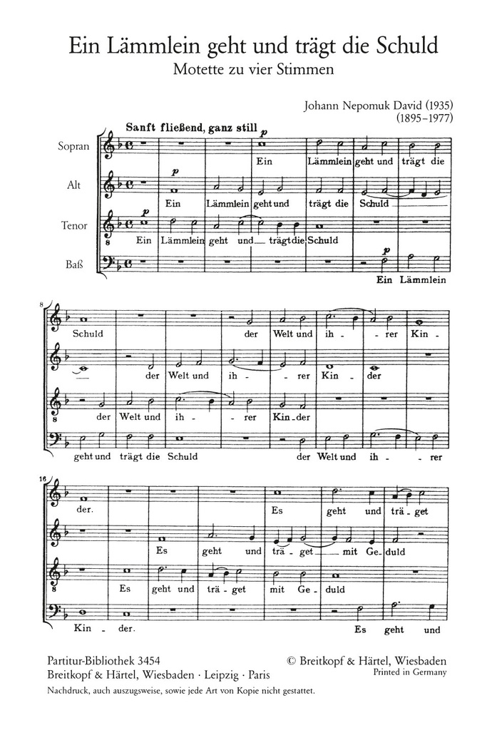 Ein Laemmlein geht und traegt die Schuld (Choral score)