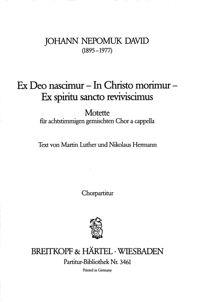 Ex Deo nascimur (Choral score)