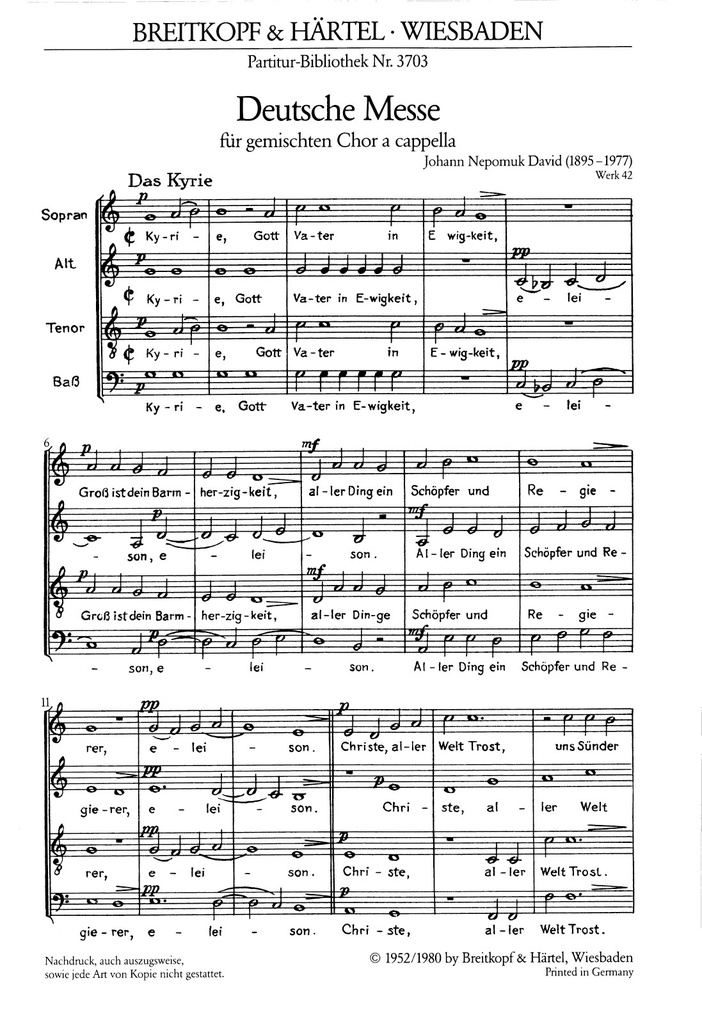 Deutsche Messe, WK.42 (Choral score)