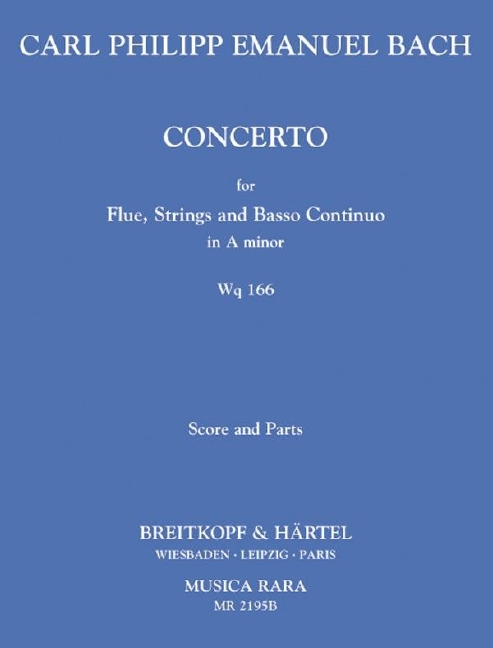 Flute Concerto in A minor, Wq.166 (Score and parts)