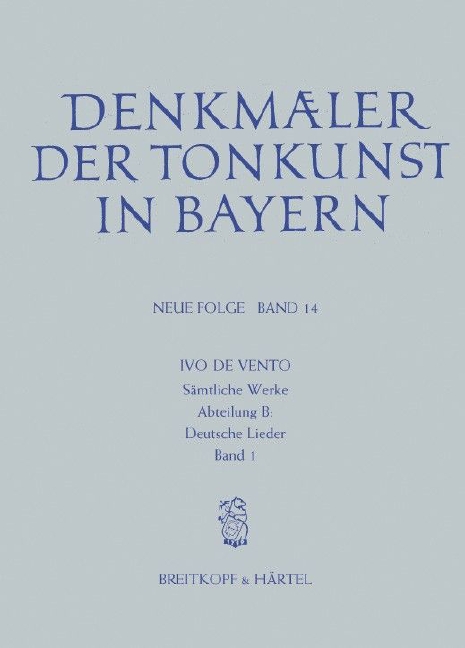 Denkmaeler der Tonkunst in Bayern (Neue Folge) - Vol.14: Sämtliche Werke, Abtlg. B: Deutsche Lieder Band1