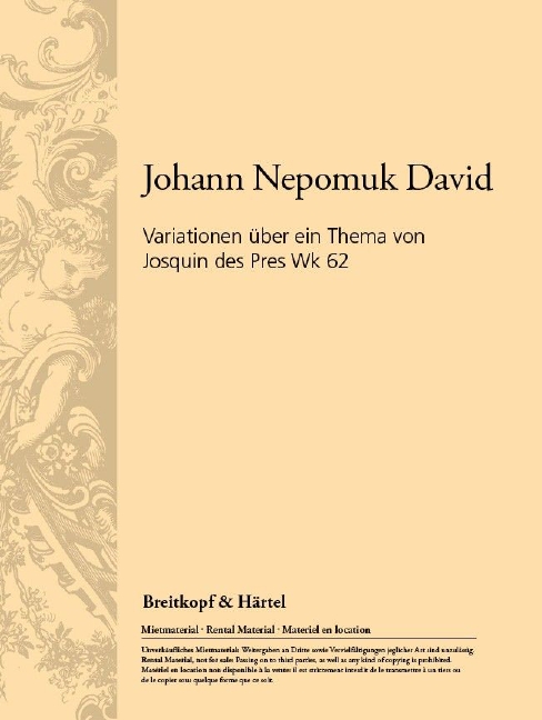 Variations on a theme by Josquin des Pres, WK.62 (Study score)