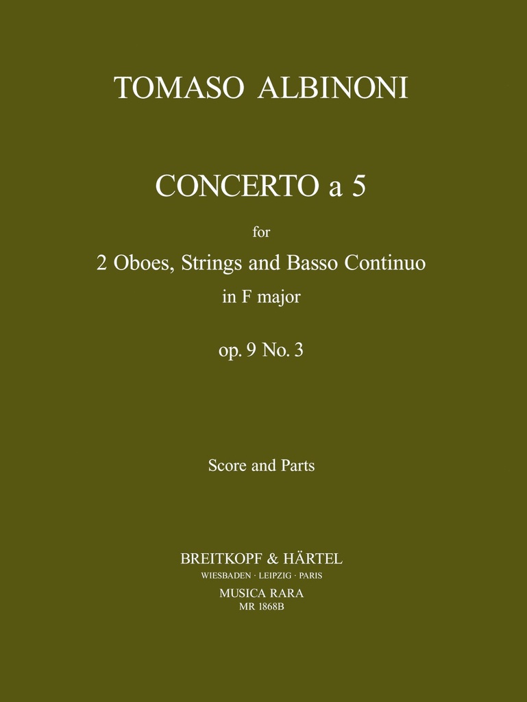 Concerto a 5 in F major, Op.9/3 (Score and parts)