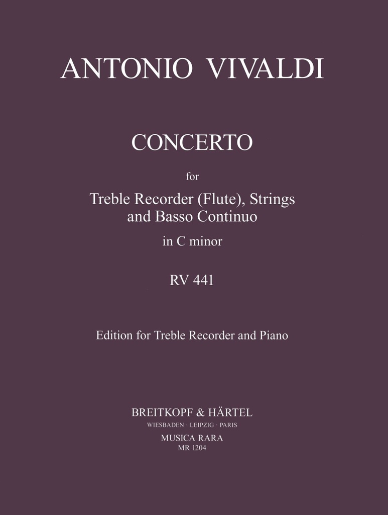 Flute Concerto in C minor, RV.441 (Piano reduction)