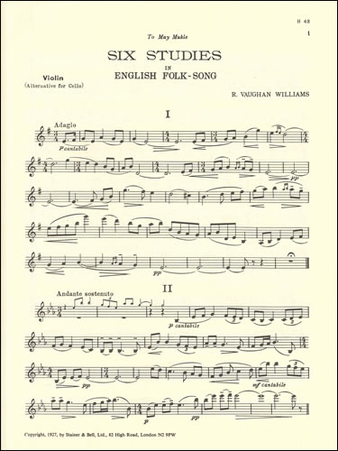 6 Studies in English Folksong (Violin part)