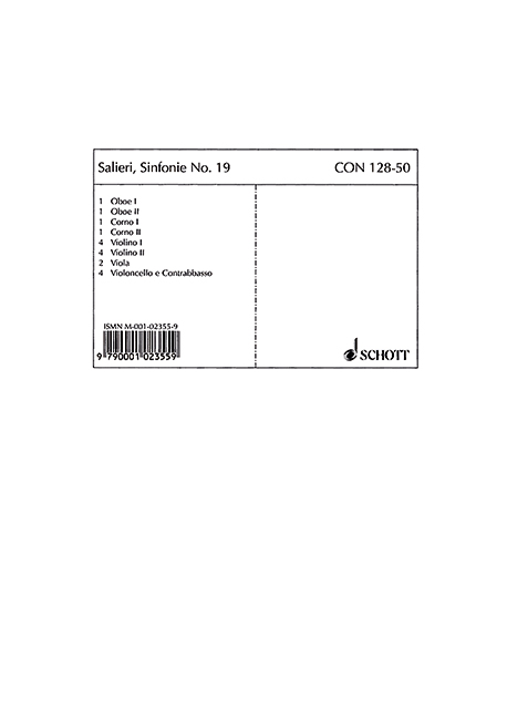 Sinfonia no.19 D-dur (Stimmen)
