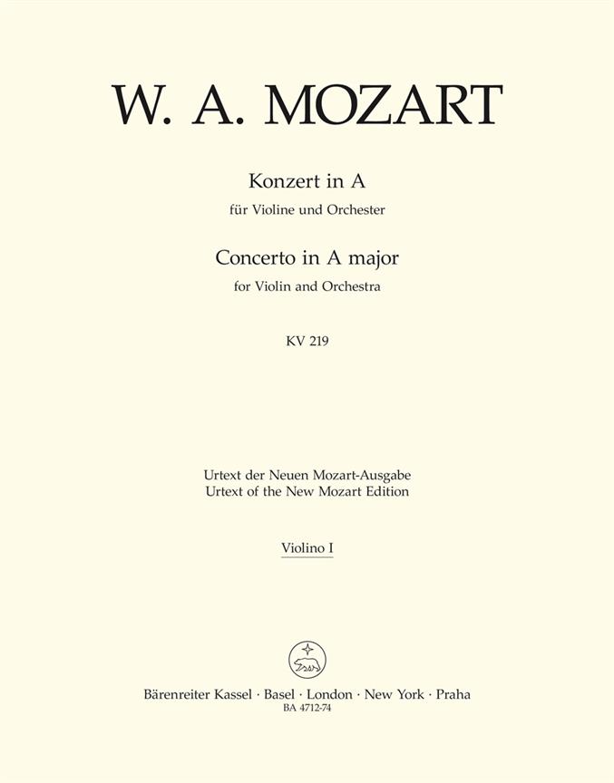 Concerto No.5 A major, KV.219 (Violin 1 part)