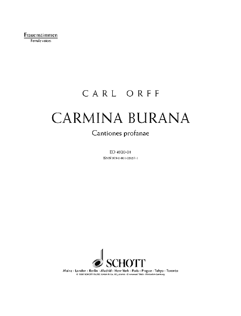 Carmina Burana (Chorstimmen: Sopran/Alt)