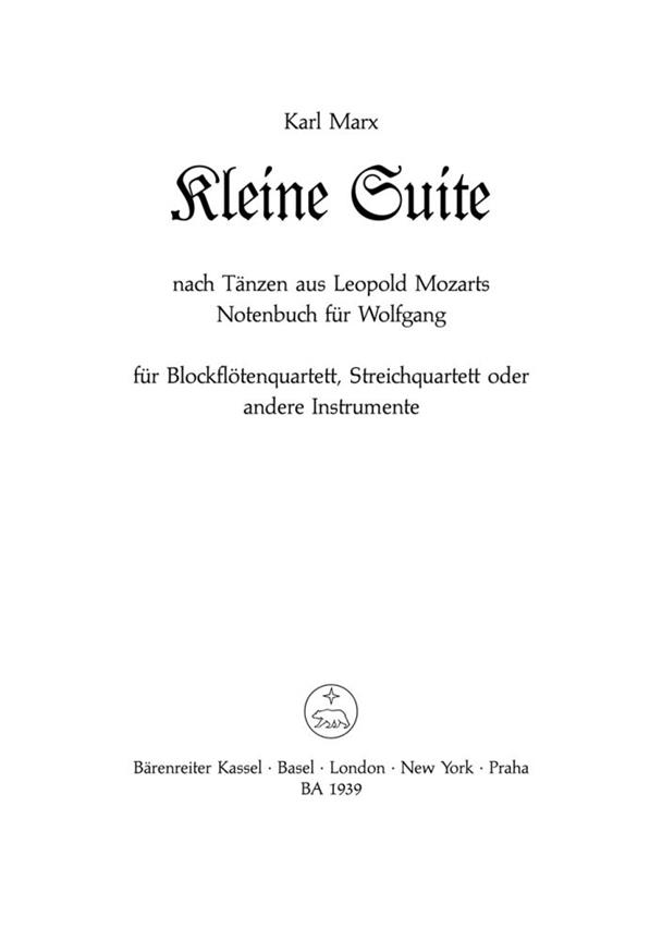 Kleine Suite nach Tänzen aus Leopold Mozarts Notenbuch für Wolfgang (Full score)