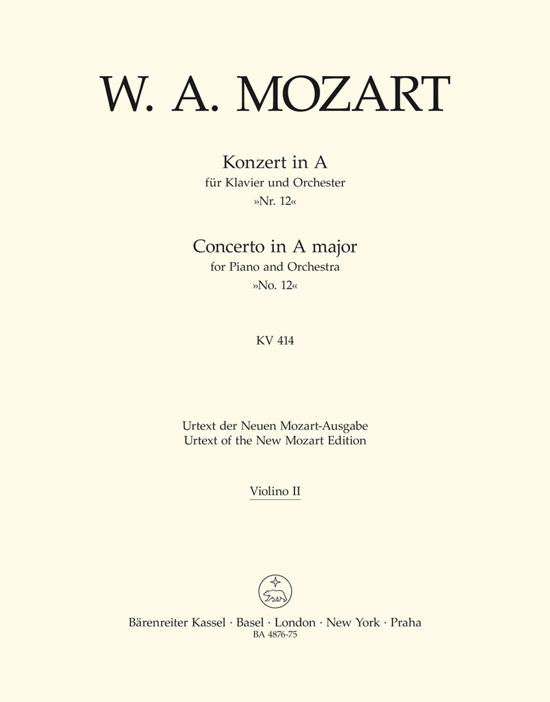 Concerto No.12 A major, KV.414(Violin 2 part)