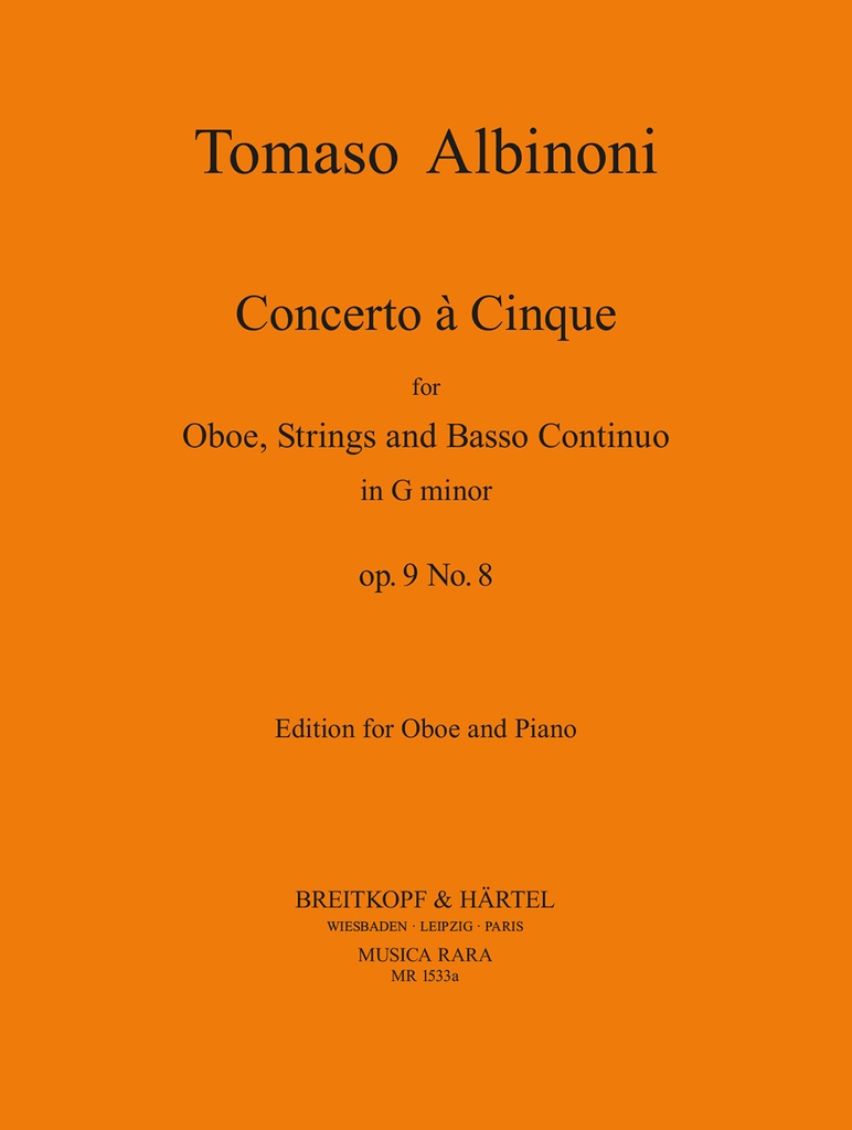 Concerto a Cinque in G minor, Op.9/8 (Piano reduction)