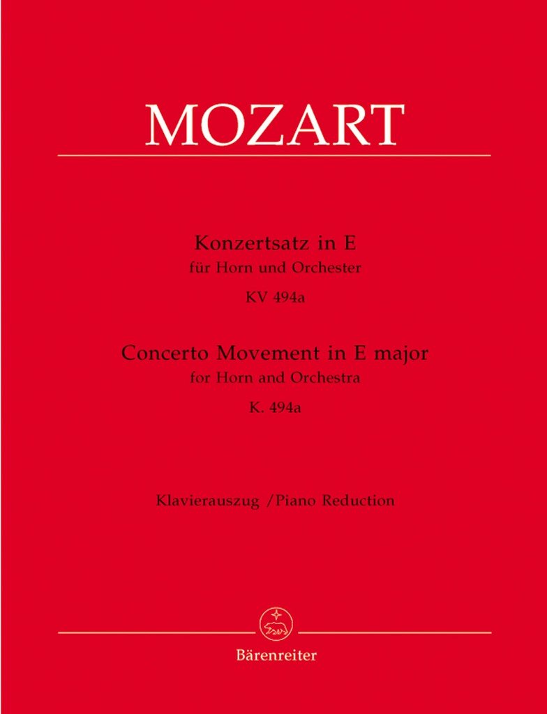 Concertosatz E major, KV.494a (Piano reduction)