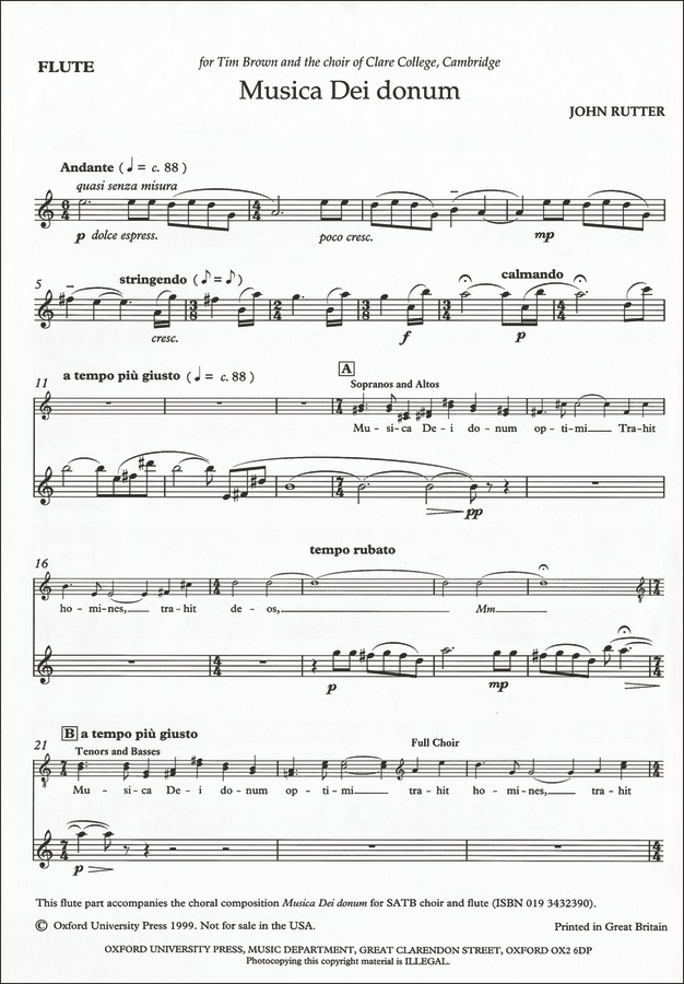 Musica Dei Donum (Flute part)