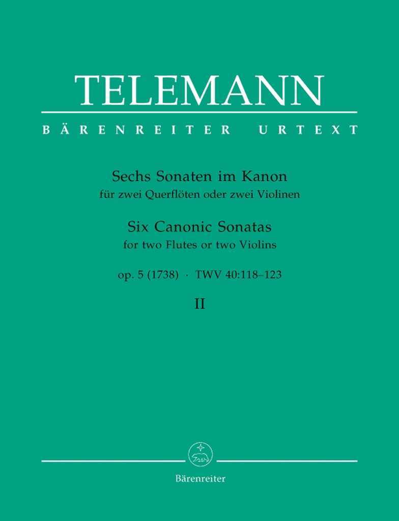 6 Canonic Sonatas for Two Violins (or Two Flutes), Op.5 - Vol.2 (4-6)