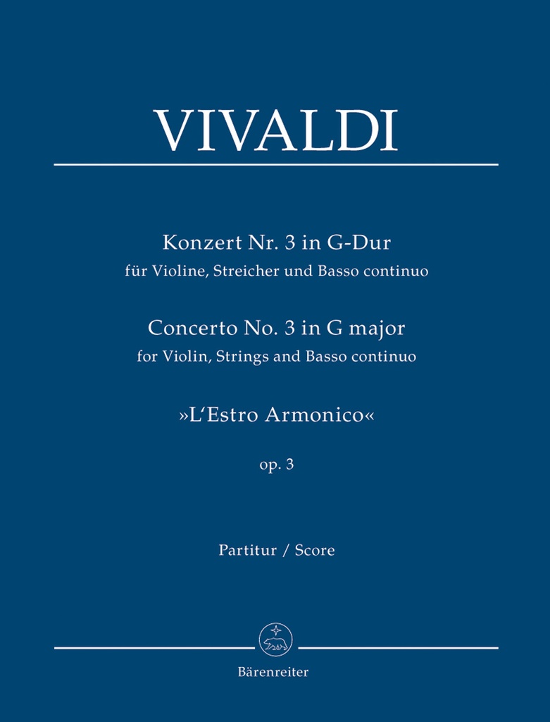 Concerto III G-Dur RV 310 (aus 'L'Estro armonico', Op.3)(Full score)