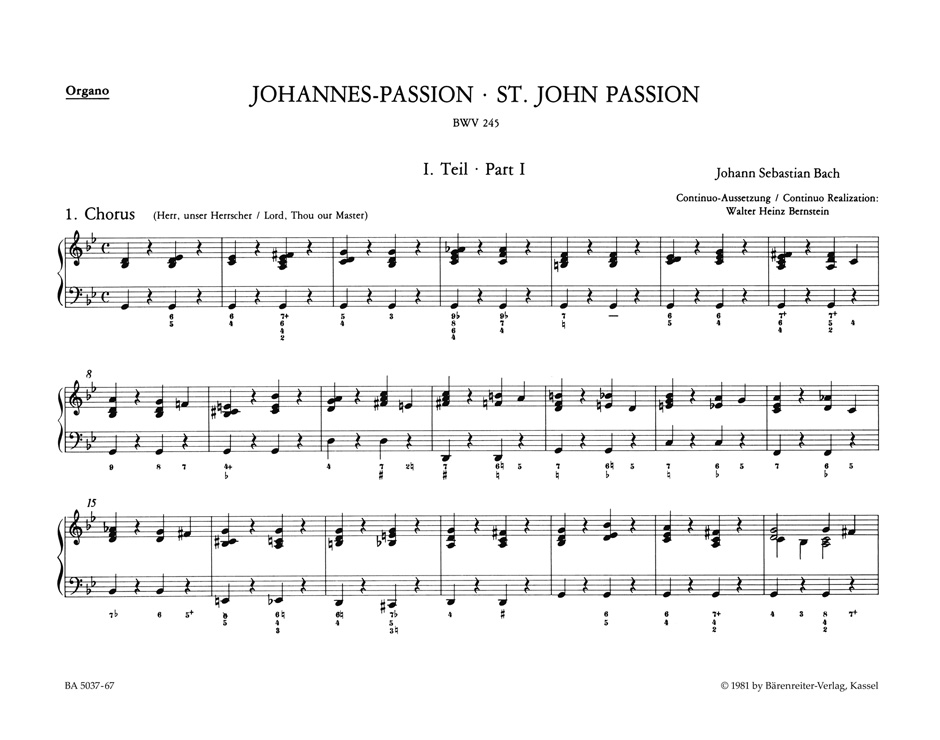 Johannes Passion, BWV.245(Organ part)