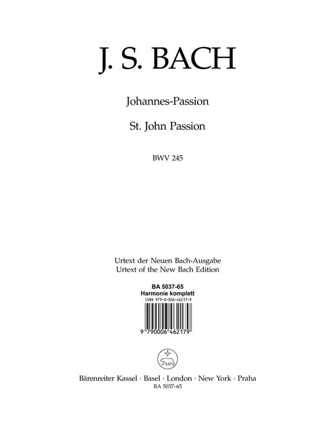 Johannes Passion, BWV.245 (Wind parts)