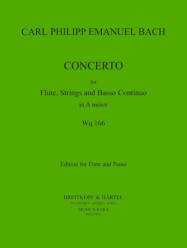 Flute Concerto in A minor, Wq.166 (Piano reduction)