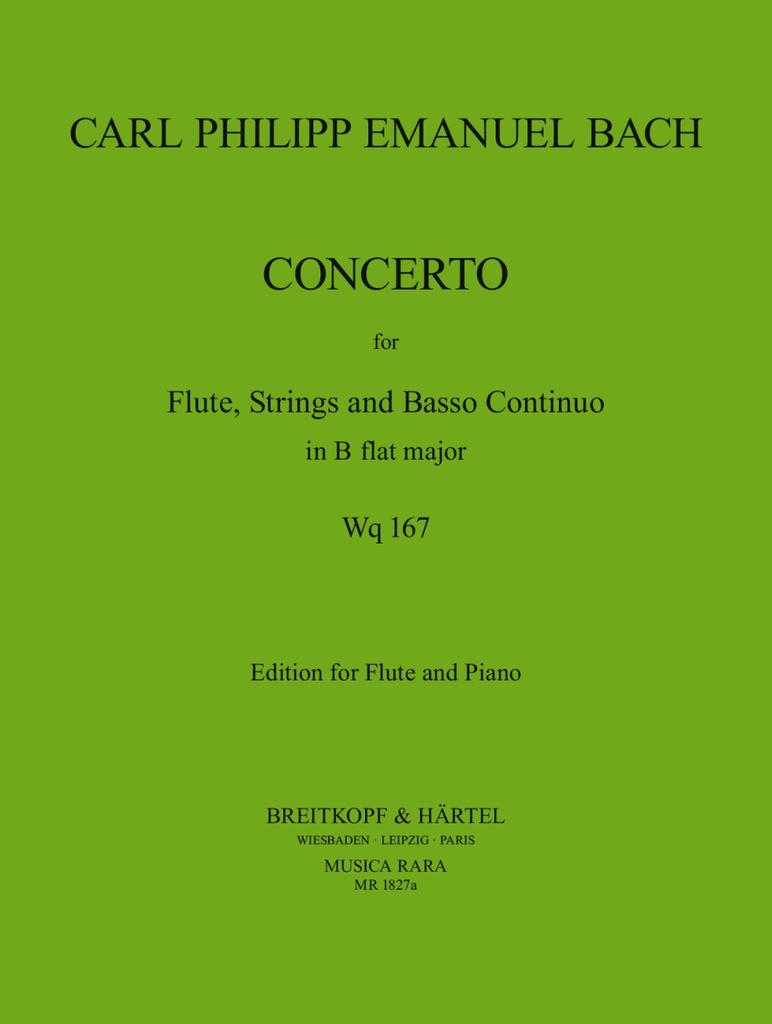 Flute Concerto in Bb major, Wq.167 (Piano reduction)