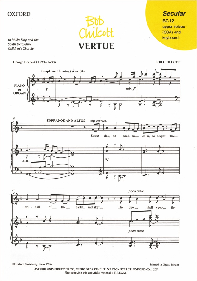 Vertue (Vocal score)