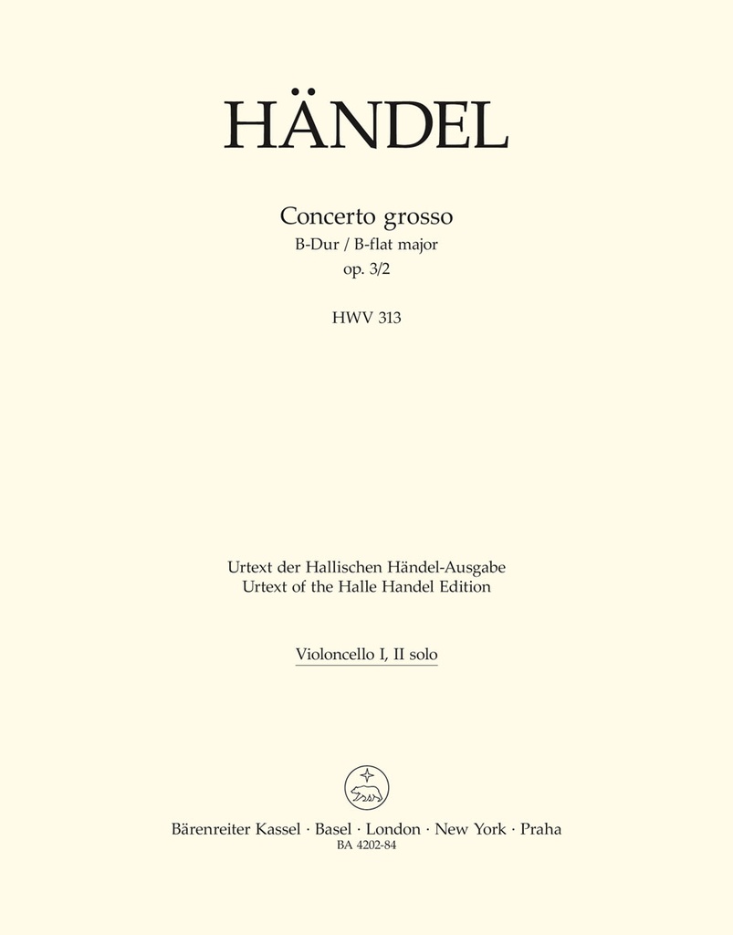 Concerto grosso B-Dur, Op.3/2, HWV.313  (Solo Cello 1/2)